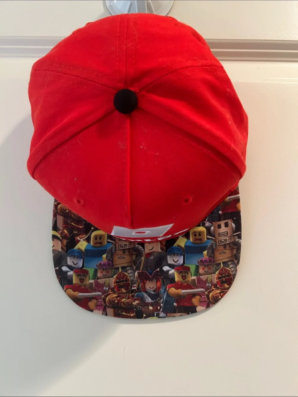 Roblox Gamer Logo Red Snapback Hat with vibrant multiple character Brim size OS